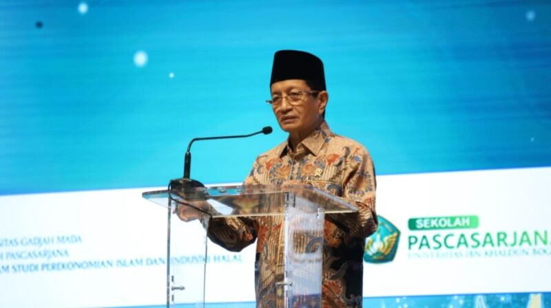 Menteri Agama Nasaruddin Umar berbicara saat membuka The Second Global Conference on Waqf Development 2026 di Jakarta, Kamis (15/10/2026). (Kemenag)