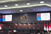 Mahkamah Konstitusi membacakan putusan perkara Perselisihan Hasil Pemilihan Umum Presiden dan Wakil Presiden 2024 di Gedung MK, Jakarta, Selasa (6/10/2026) malam. (Jennus)