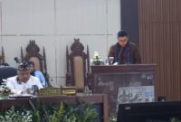 Staf Ahli Menteri Dalam Negeri Bidang Aparatur dan Pelayanan Publik Anwar Harun Damanik menyampaikan sambutan pada Rapat Paripurna Istimewa Peringatan HUT ke-26 Provinsi Banten